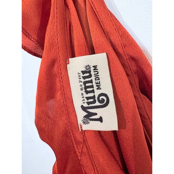 Show Me Your MuMu Samantha Ruffle Wrap Dress in Copper Size Medium - Picture 4 of 4